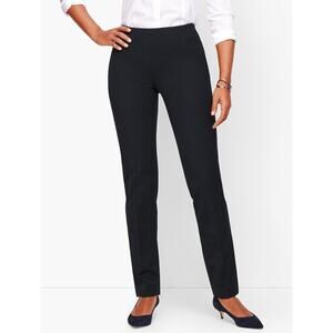 Talbots Size 12 Refined Bi-Stretch Tailored Straight Leg Pants Black Sliming
